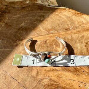 Dainty Silver/Turquois/Red Coral Southwestern bracelet